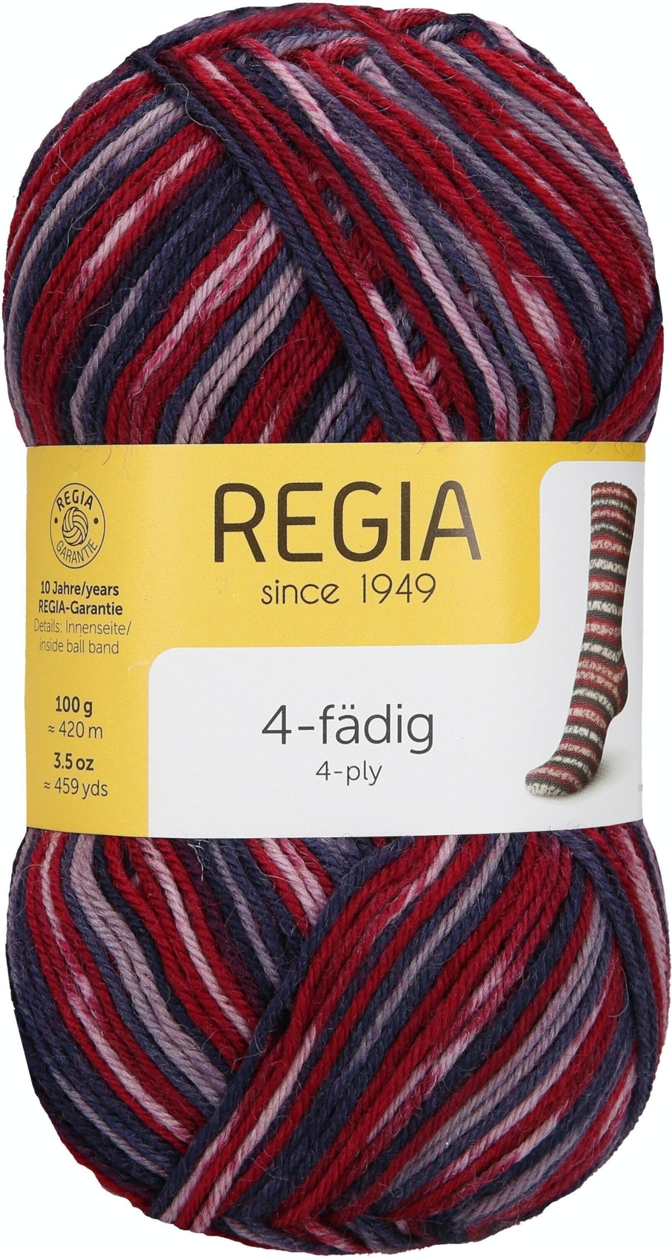 Regia 4-Ply Colour 9801269 Hand Knitting Yarn, Sock Yarn, 100 g Ball, 75% New Wool, 25% Polyamide, Ski uetze, 16 x 9 x 9 cm — image 1