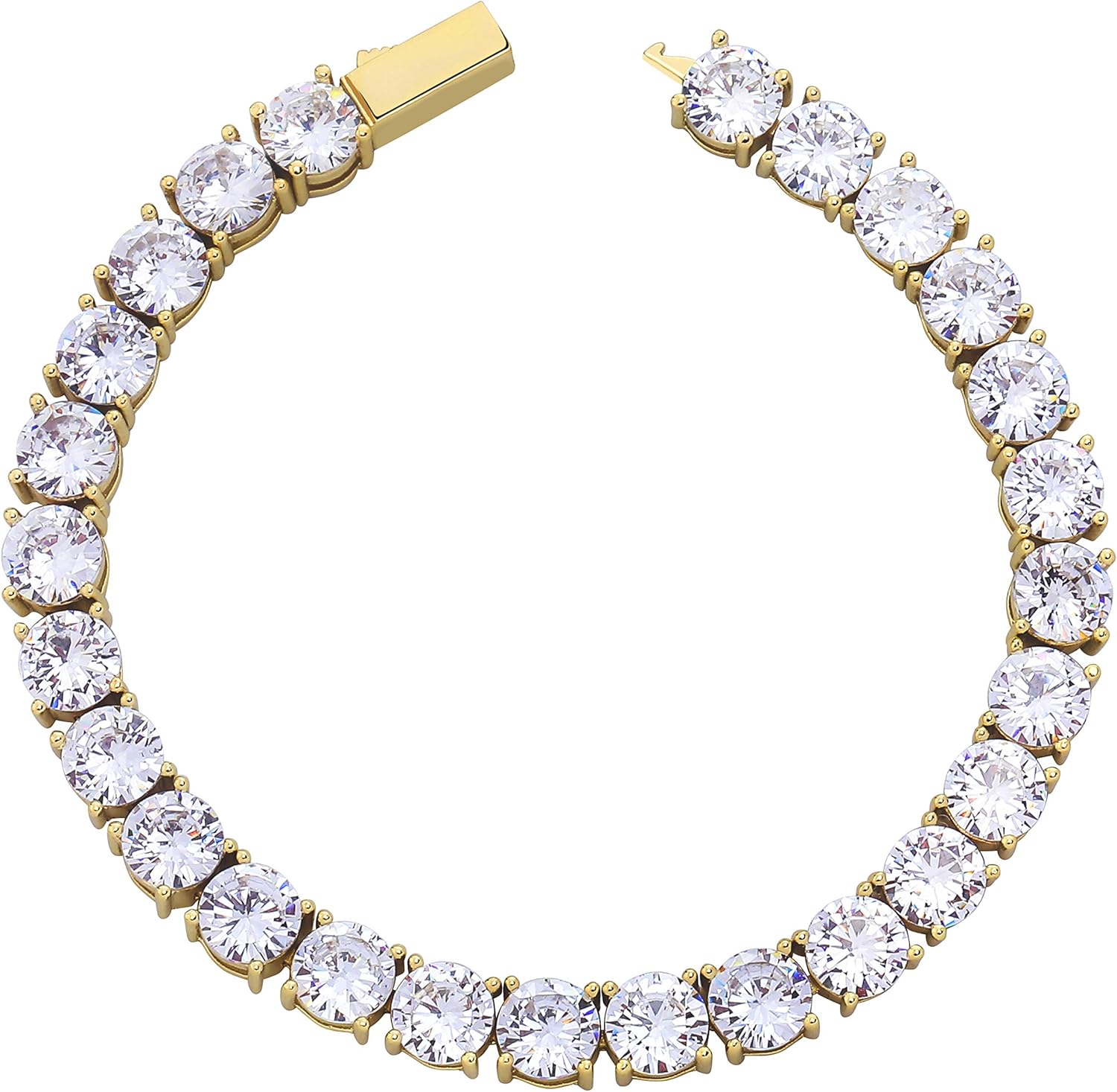 TOPGRILLZ 1Row 3-6 mm 14K Gold Plated Iced Out Diamond Tennis Link Bracelet for Women and Men