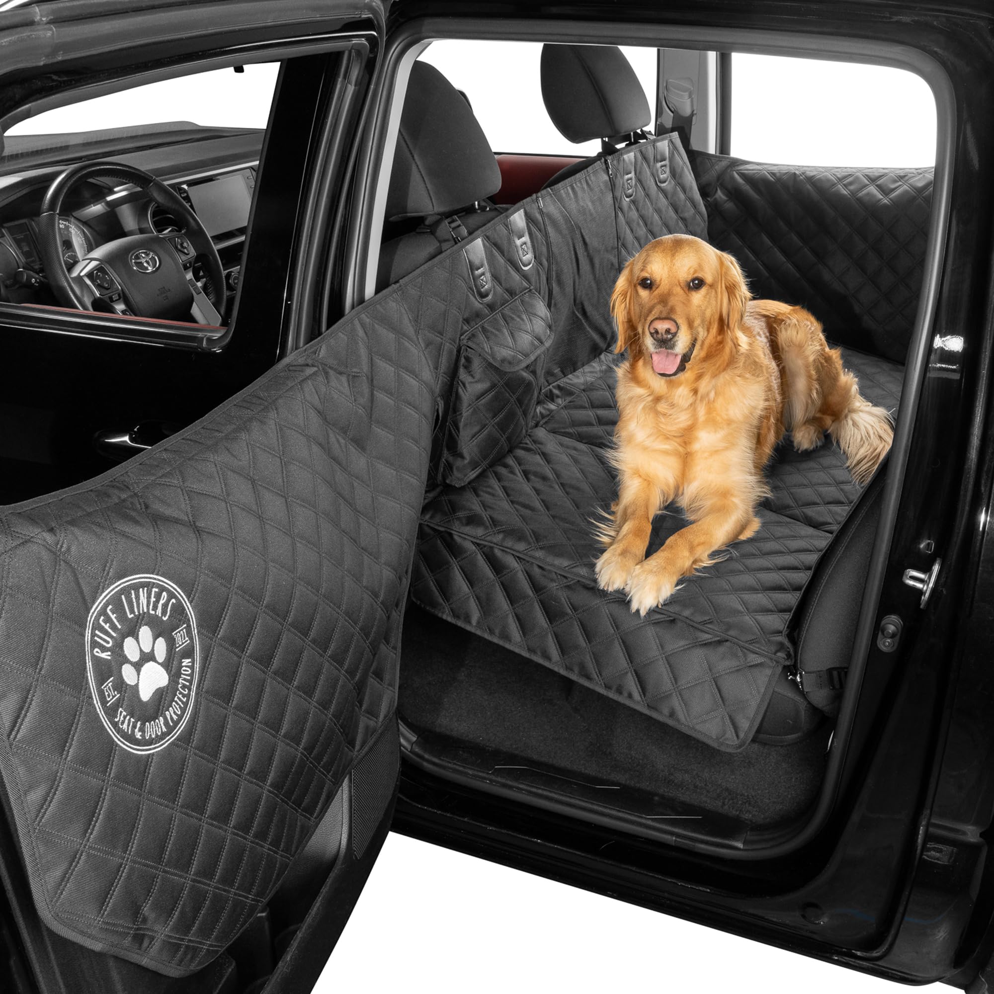 Photo 1 of Ruff Liners Medium Back Seat Extender for Dogs – As Seen on Shark Tank – Hard Bottom Platform for Cars, SUVs & Mid-Size Trucks, 400lb Support, Waterproof – Rigid Back Seat Cover for Dogs