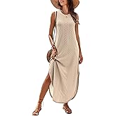 ANRABESS Women Maxi Dress Summer Casual Loose Sleeveless Sundress Coverup Beach Eyelet Dresses 2026 Vacation Travel Outfits