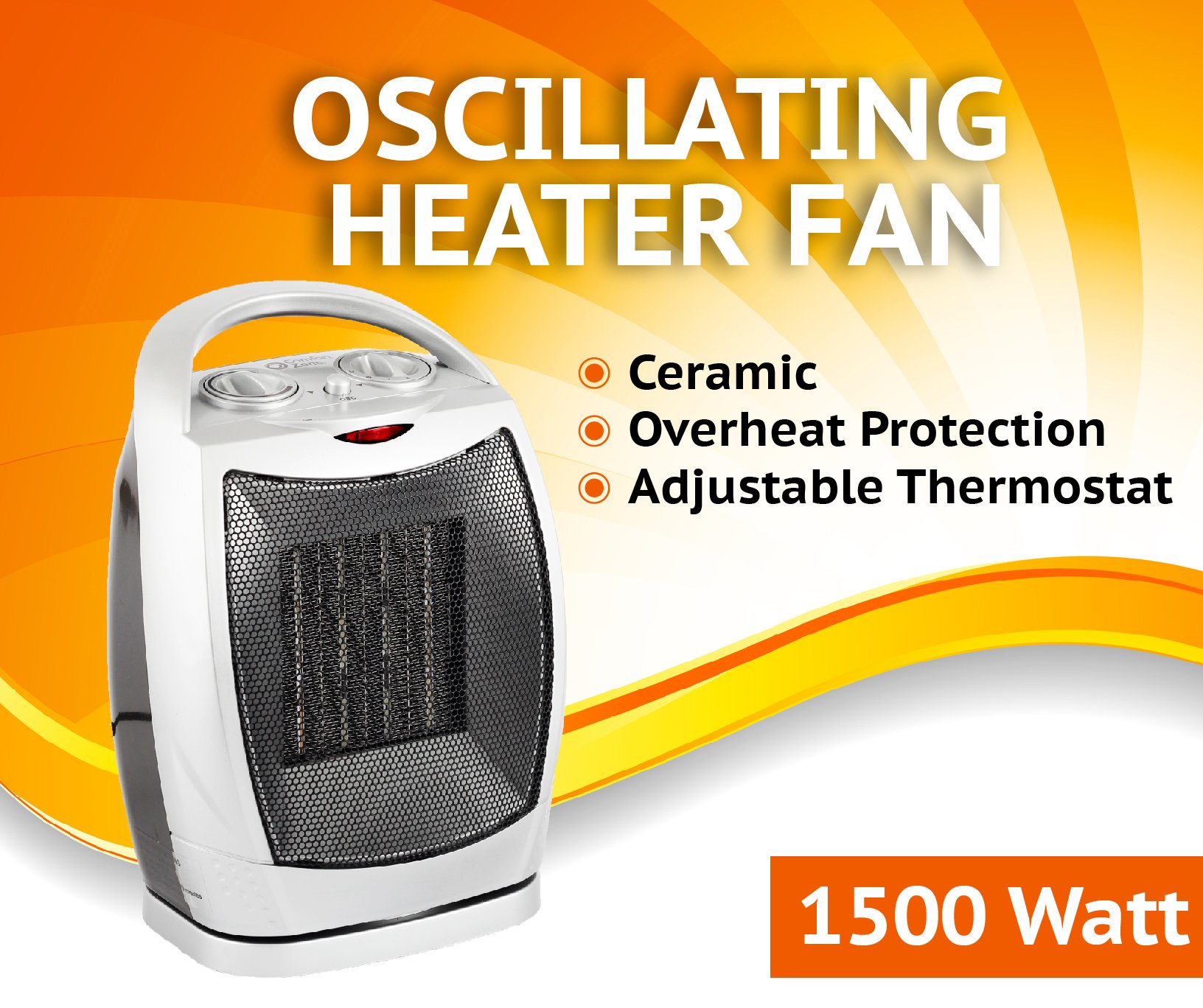 Oscillating Space Heater Forced Fan Heating with Stay Cool Housing