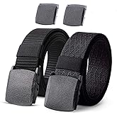 JASGOOD Nylon Military Tactical Men Belt 2 Pack Webbing Canvas Outdoor Web Belt with Plastic Buckle gift for Men