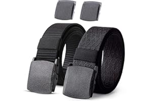 JASGOOD Nylon Military Tactical Men Belt 2 Pack Webbing Canvas Outdoor Web Belt with Plastic Buckle gift for Men