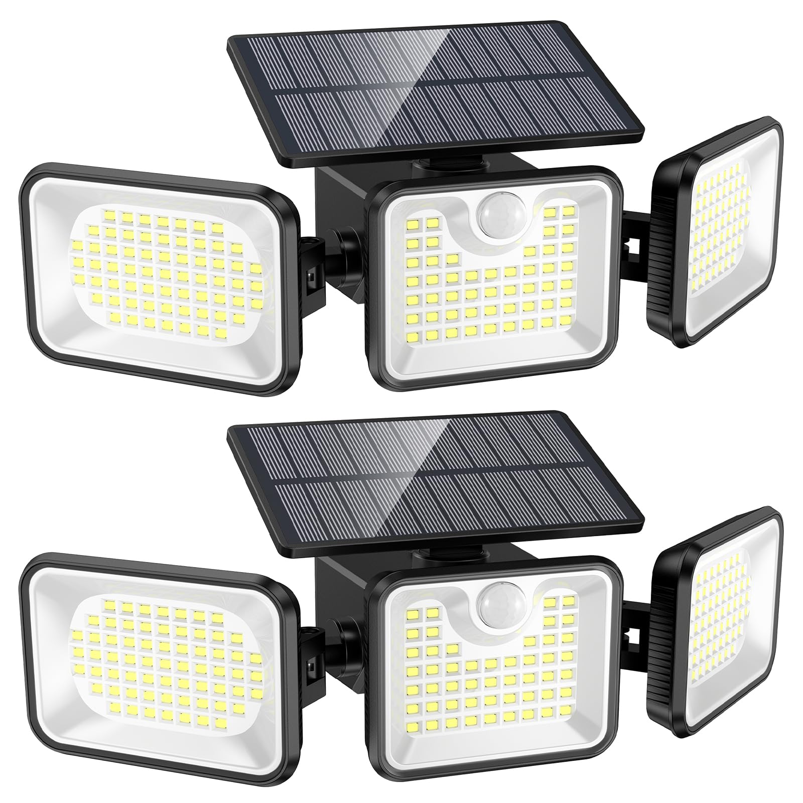 Photo 1 of BATCELS Solar Outdoor Lights, 2 Packs 180 LED 3000LM Solar Motion Sensor Light Outdoor, IP65 Waterproof Luces Solares para Exteriores with 3 Adjutable Head Wide Angle for Outside Garage Yard Patio