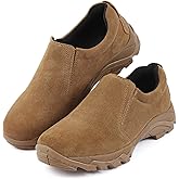 R RUNFUN Men's Leather Slip-on Shoes, Lightweight Comfortable Versatile Stylish Loafers with Steel Shank