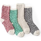 Snuggle Sac Warm Fuzzy Socks Christmas Socks for Women Super Soft Cozy Winter Slipper Socks Set Birthday Gifts For Her 4Pairs