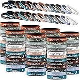 HyDren 120 Pcs Bible Verse Bracelets Inspirational Silicone Wristbands Rubber Christian Scripture Bracelets Bulk Valentines Operation Gifts Church Favors for Women Men Gifts(Deep Color)