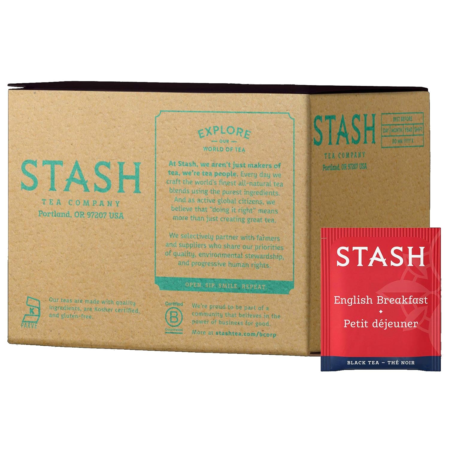 Stash Tea English Breakfast Black Tea 100 Count Box of Tea Bags in Foil