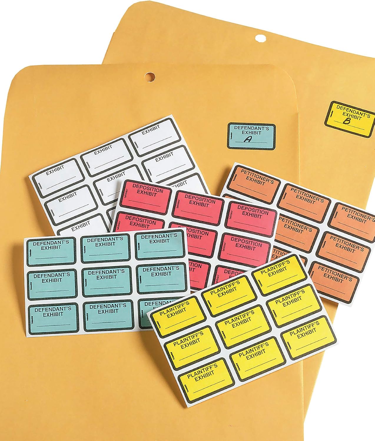 Tabbies Legal Exhibit Labels, Label: 1-5/8"W x 1"H, Sheet: 5-1/4"W x 3-1/4"H, Yellow, "Exhibit" 252 Labels/Pack (58090) : File Folder Labels : Office Products