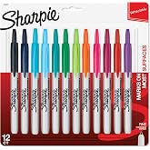 Sharpie Retractable Fine Tip Permanent Markers, Assorted Colors, 12 Count