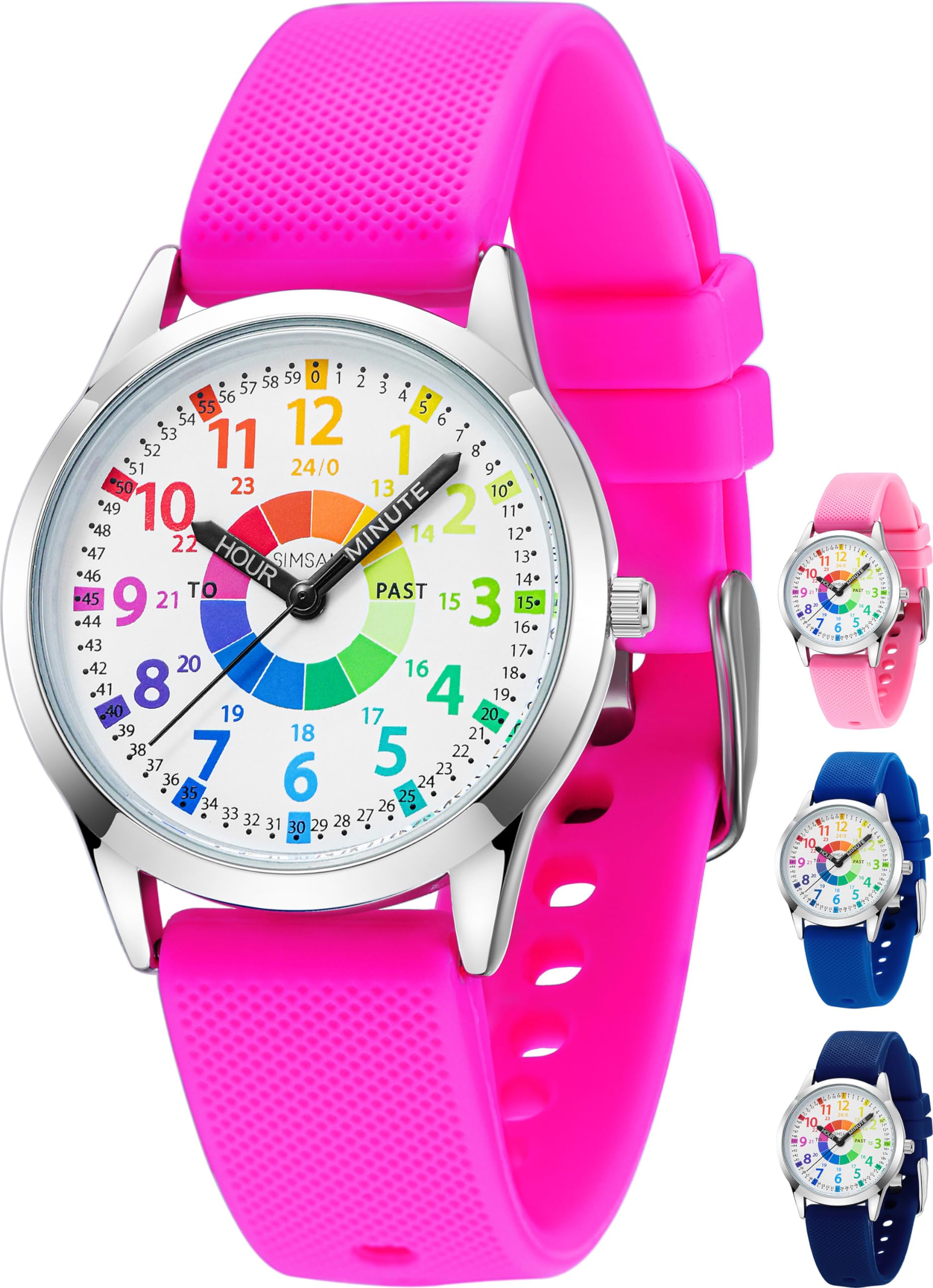SIMSAM Kids Analog Watch, Learning Watch for Kids 8-12, Waterproof Time Teacher Watches for Boys Ages 5-7 6-8, Easy to Read Educational Girls Watches Ages 8-12, Great Gift Boys Girls Year 4-12 Old Waterproof