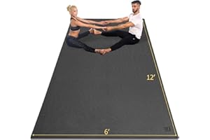 GXMMAT Large Yoga Mat 12'x6'/10'x6'/6'x8'(7mm), Extra Thick Workout Mats for Home Gym Flooring, Ultra Comfortable Non-Slip Quick Resilient Barefoot Wide Exercise Mat for Pilates, Stretching,Meditation