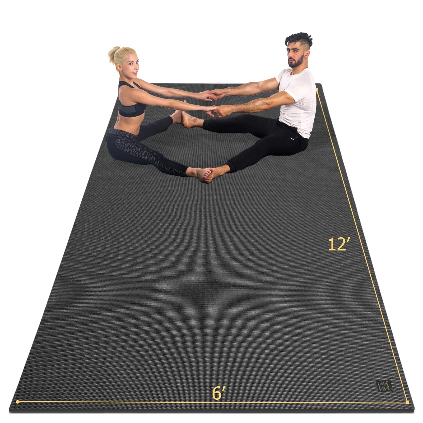 Photo 1 of GXMMAT Large Yoga Mat 12'x6'/10'x6'/6'x8'(7mm), Extra Thick Workout Mats for Home Gym Flooring, Ultra Comfortable Non-Slip Quick Resilient Barefoot Wide Exercise Mat for Pilates, Stretching,Meditation