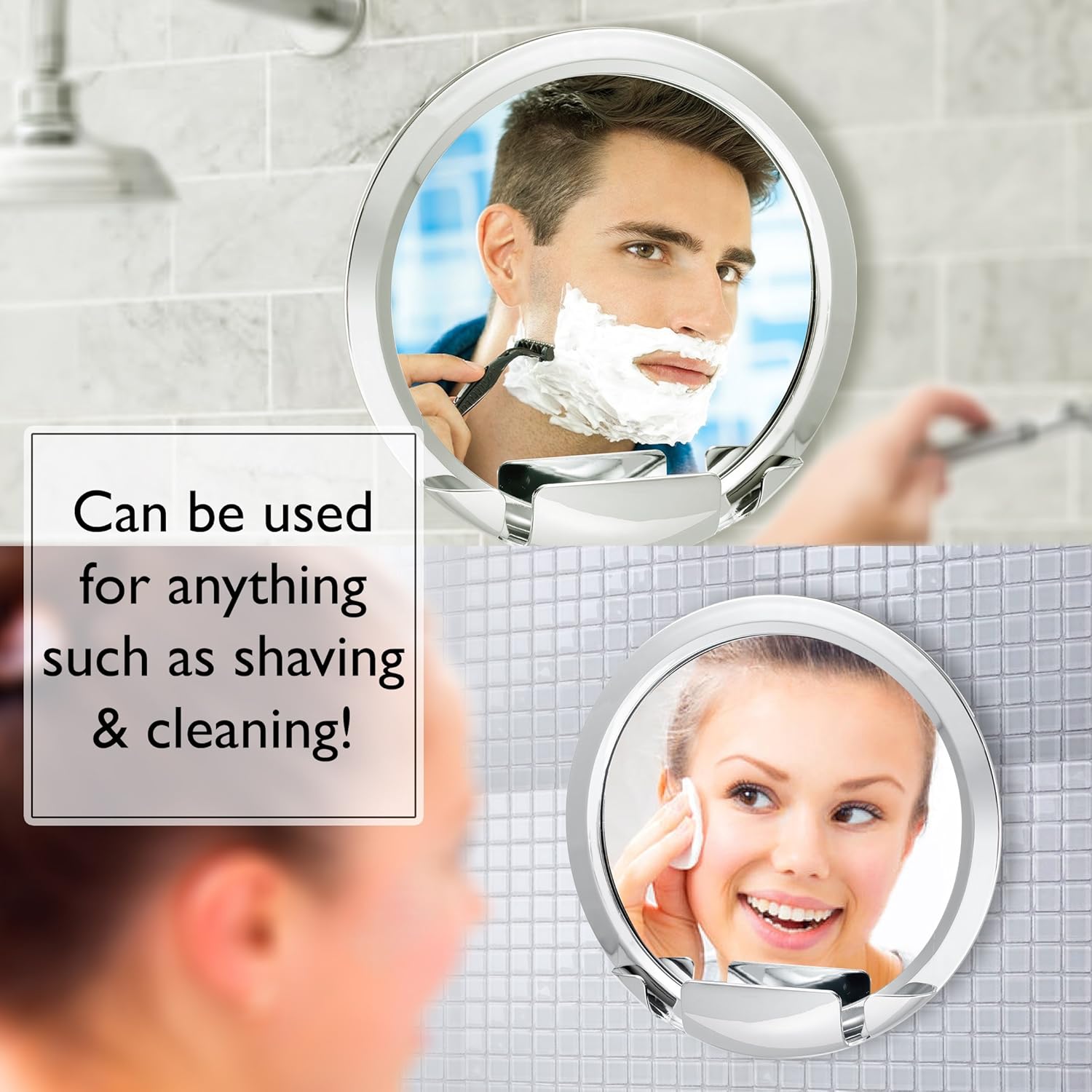 Fogless Shower Mirror with Built-in Razor Holder | 360° Rotation | Real Fog-Free Shaving | Adjustable Arm & | Shatterproof & Rust-Resistant | Non-Fogging Bathroom Mirror for Men and Women: Furniture & Decor