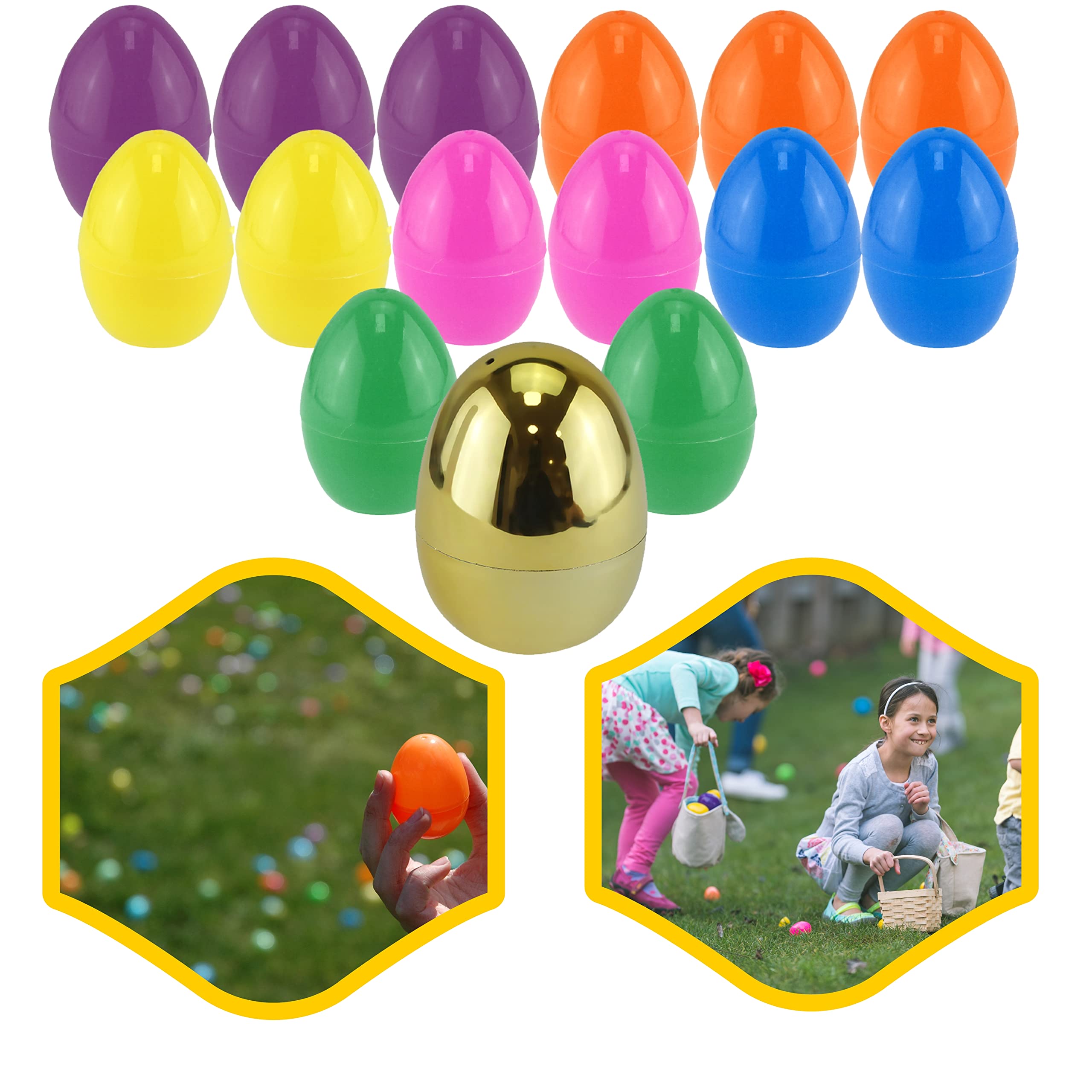 SRVertex 15Pcs Easter Fillable Eggs, Refillable Golden Surprise Easter Egg, Basket Stuffers Fillers, Kids Easter Crafts