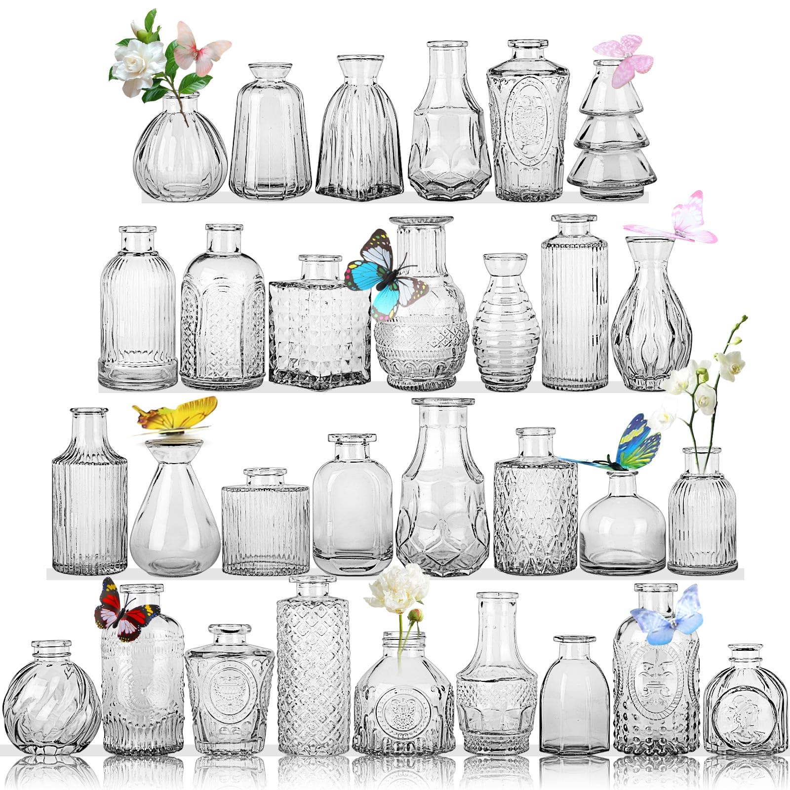 Photo 1 of Glass  Vases in Bulk Set of 30 Pcs,Small Glass Vases for Flowers as Wedding Centerpieces for Tables,Clear Flower Vases Suitble for Wedding Decorations,Christmas Home Decor (Clear, 30 pcs)