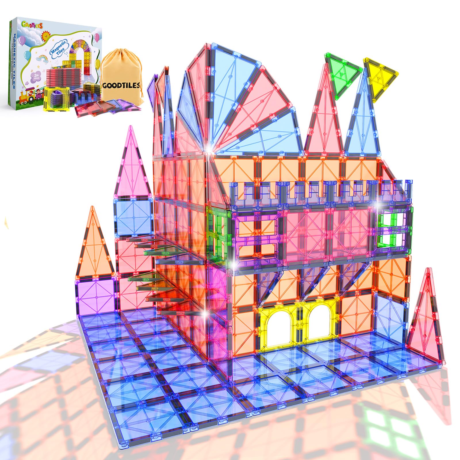Magnetic Tiles for Toddlers - Building Blocks for Preschool Montessori Learning, Ideal Sensory Toys for Kids Aged 3-8