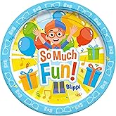 Treasures Gifted Officially Licensed Blippi Birthday Decorations - 7in Dessert Plates 8ct - Blippi Party Supplies - Disposable Paper Plates for Parties