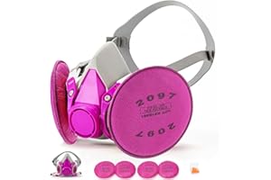 RANKSING 6200 Reusable Half Face Shield Cover with Filters for Dust,Fumes,Asbestos,Orange & Pink,Medium