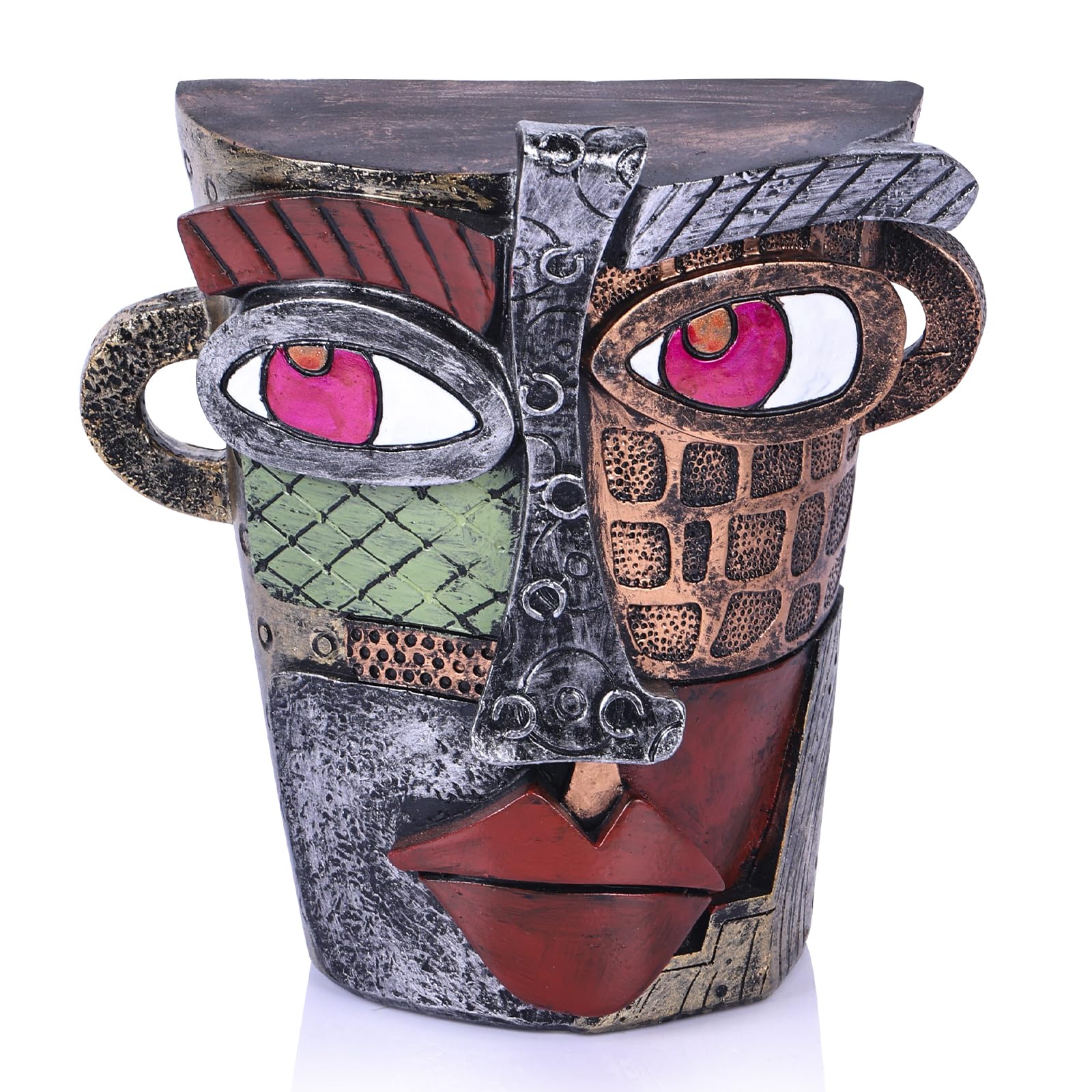 View 1 of oliruim Unique Face Abstract Art Sculpture, Home Colorful Decor Statue for Modern Eclectic, TV Stand Accent, Coffee Table, Shelf, Entrance Table, Office Decor, Funky Quirky Art Decor Gift (Vintage)