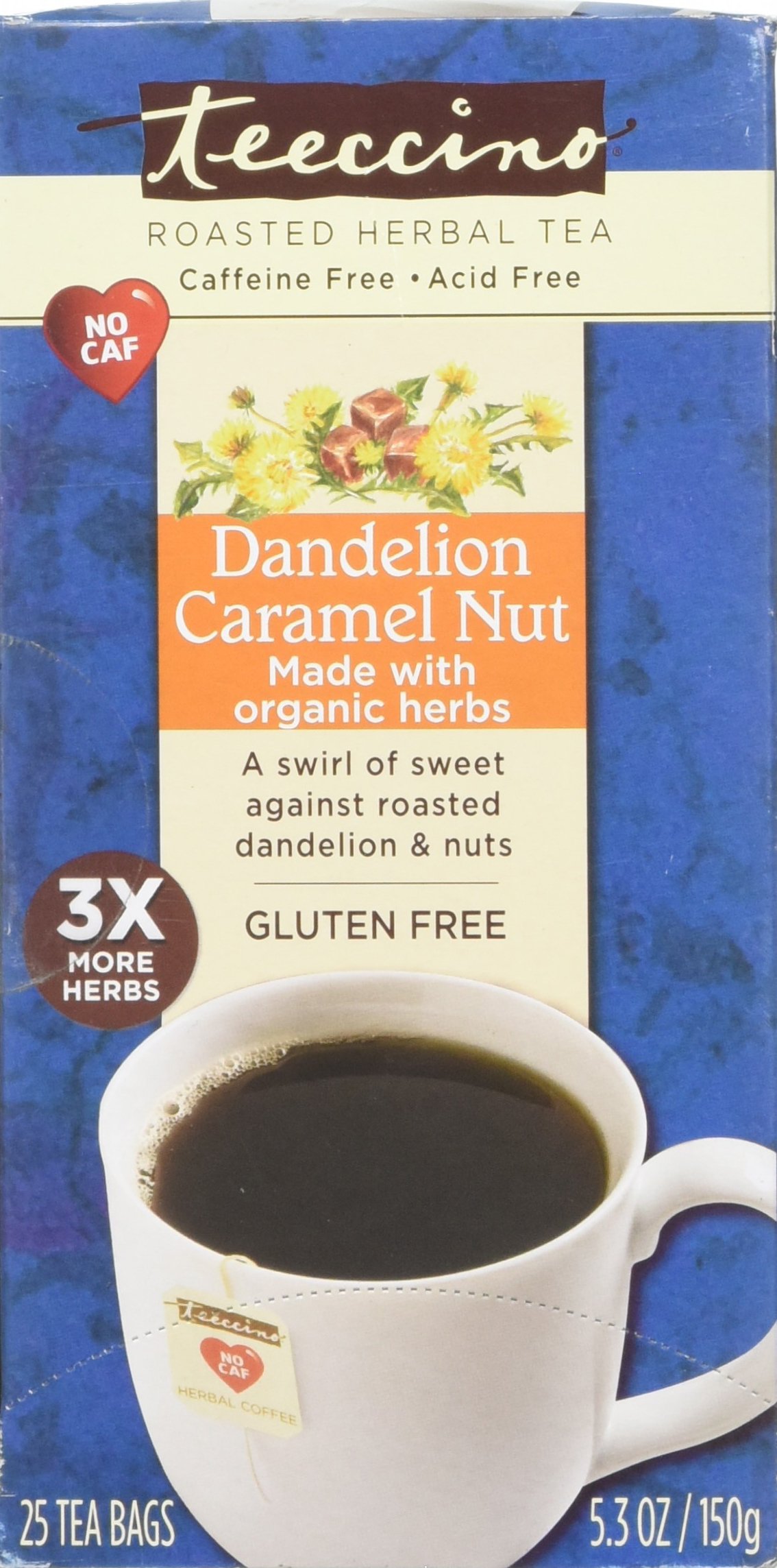 Teeccino Organic Dandelion Dark Roast Chicory Herbal Tea