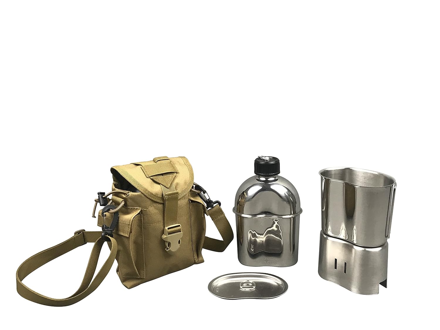 Jolmo Lander Military Canteen Cookware Set Camping Canteen Mess Kit Stainless Steel Canteen with