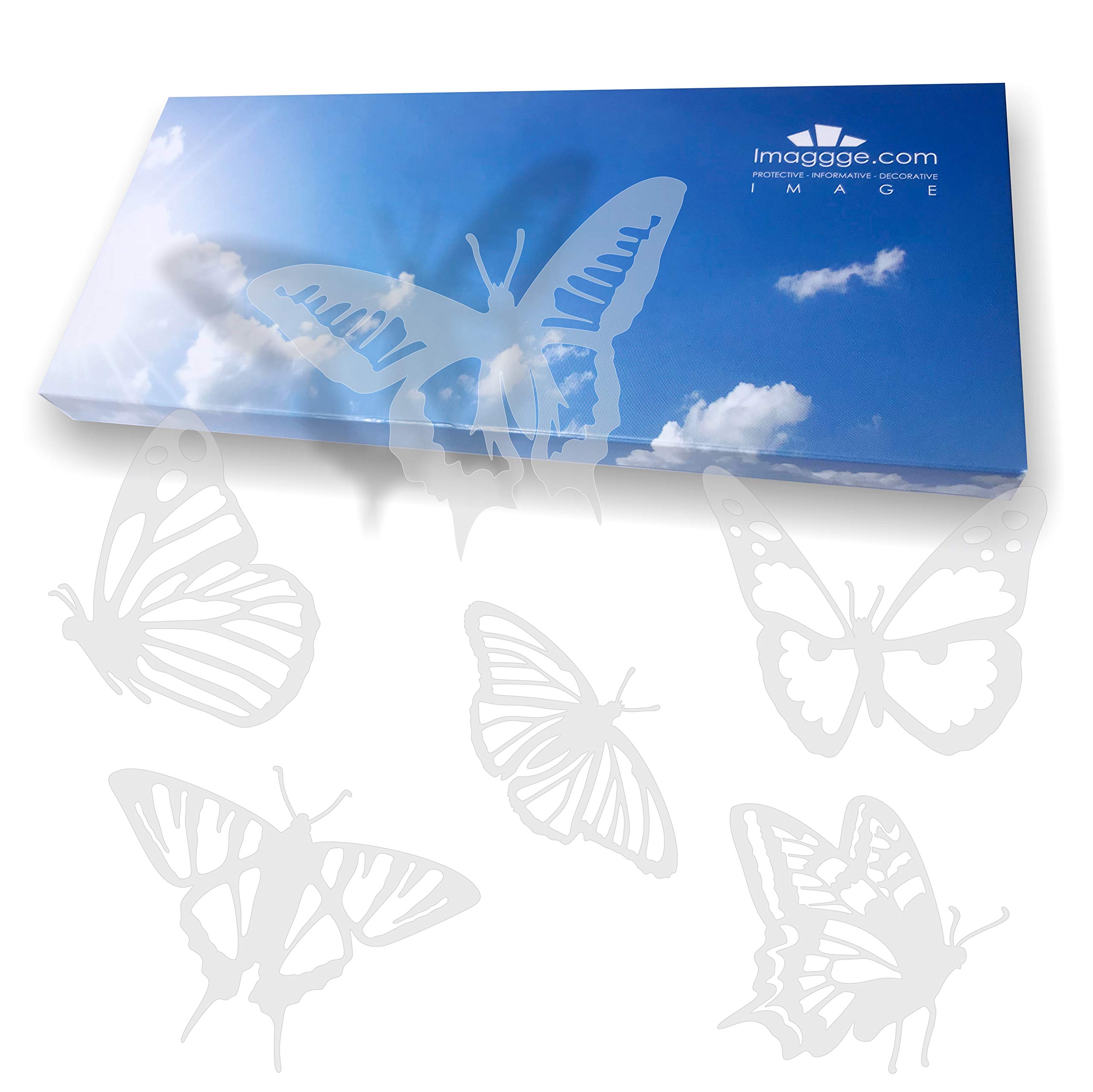 Window Protections Dusted Stickers - Anti-Collision Decals to Prevent People and Bird Strikes on Window Glass - Set of 18 Detailed Butterflies Stickers - Color: Translucent Dusted
