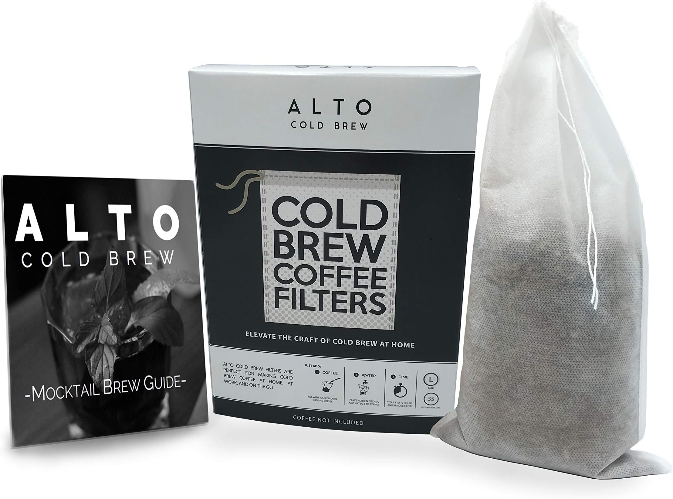 No Mess Disposable Cold Brew Coffee Filters - 35 Pack - Cleaner, Brighter Cold Brew, Without the Cleanup - Works for Tea, Iced Coffee, Cold Press, French Press (Gallon Pitcher Size)