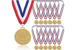 DONRIME 12 Pieces Gold Medals for Awards - Winner Medal Metal with Neck Ribbon Prizes for Kids, Adults, Sports Day, Spelling Bees, Competitions, Party, 2 Inches