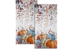 Miaoquhe Fall Pumpkin Hand Towels Set of 2 14x28 Inch Autumn Thanksgiving Harvest Fingertip Towels Absorbent Fall Leaves Bathroom Towel Fall Face Towels for Home Kitchen SPA Gym Seasonal Decoration