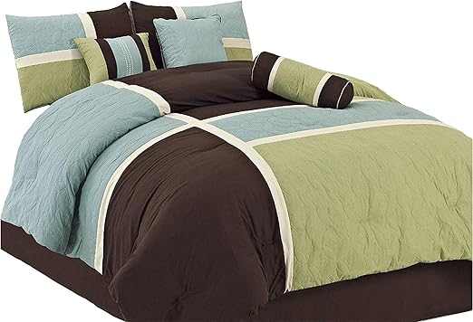 Amazon Com Chezmoi Collection 7 Piece Coffee Quilted Patchwork
