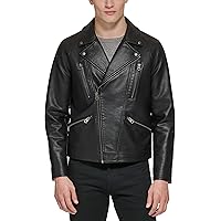 Levi's Men's Faux Leather Laydown Collar Racer Jacket, Dark Brown