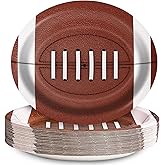 EggSun Football Oval Paper Plates 10" x 12",Large Disposable Heavy Duty Paper Plates American Sport Platters Rugby Bowls for Birthday Sports Event Gameday Carnivals Party Supplies,50 Guests