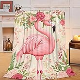 Flamingo Blanket Flamingo Flower Throw Blanket Soft Warm Cozy Fuzzy Plush Gifts for Girls Women Lightweight Fleece Flannel Stuff Gift for Kids Adults 50"X40"