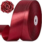 Jutieuo 1-1/2 Inch 100 Yards Burgundy Satin Ribbon, Dark Wine Red Solid Fabric Ribbon Roll for Flower Bouquet, Gift Wrapping, Roses Making, Handmade Crafts