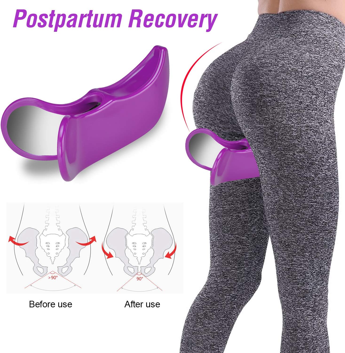 COVVY Super Kegel Exerciser - Pelvic Floor Muscle and Inner Thigh Exerciser, Postpartum Recovery Bladder Control Device, Hip Trainer Clip Buttocks Shape Tools for Women (Purple): Sports & Outdoors