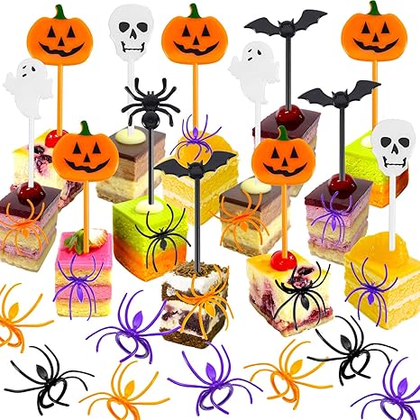 Amazon Boao 170ピース スパイダーリング カップケーキトッパー ハロウィン前菜ピック ハロウィンパーティー用品 ハロウィンパーティー カップケーキデコレーション ハロウィンフード用 おもちゃ おもちゃ