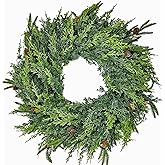 FPROOM 26In Christmas Wreath,Christmas Pine Wreath for Front Door,Real Touch Norfolk、Cedar Leaves Wreath for Indoor Outdoor, Home, Holiday, Mantle,Wall Decor