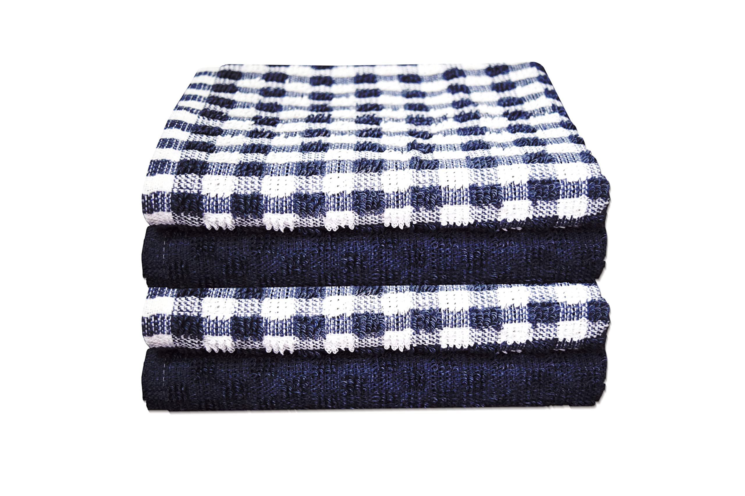 Tea Towels Set of 4 - Kitchen Hand Towels - 100% Cotton Terry Tea Towels Soft Absorbent Dish Towels (Black, 4)