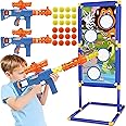 KKONES Shooting Game Toy for Boys - 2 Player Toy Foam Blaster Air Guns, 24 Foam Bullet Balls Popper & Standing Shooting Target, Birthday Gifts for Age 3 4 5 6 7 8 9 10-12 Years Old Kids, Girls