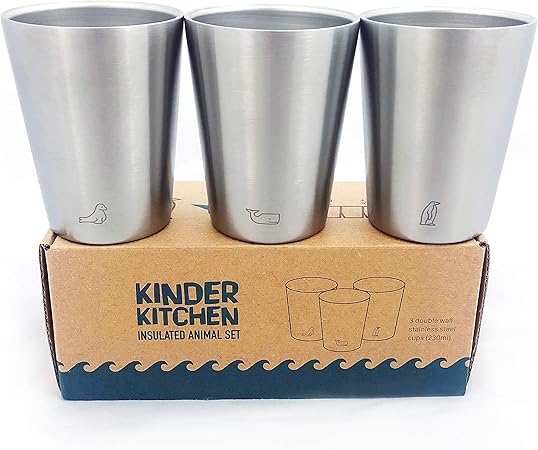 Meerestiere Edelstahl Becher 200ml X3 Kalte Warme Getranke Bpa Frei Spulmaschinenfest Stapelbar Doppelwandige Metallbecher Stahltassen Isolierbecher Fur Kinder Kaffee Camping Amazon De Kuche Haushalt