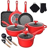 Pots and Pans Set, imarku 16-Piece Cookware Sets Nonstick Granite Coating, Induction Kitchen Cookware Easy to Clean, Cooking 