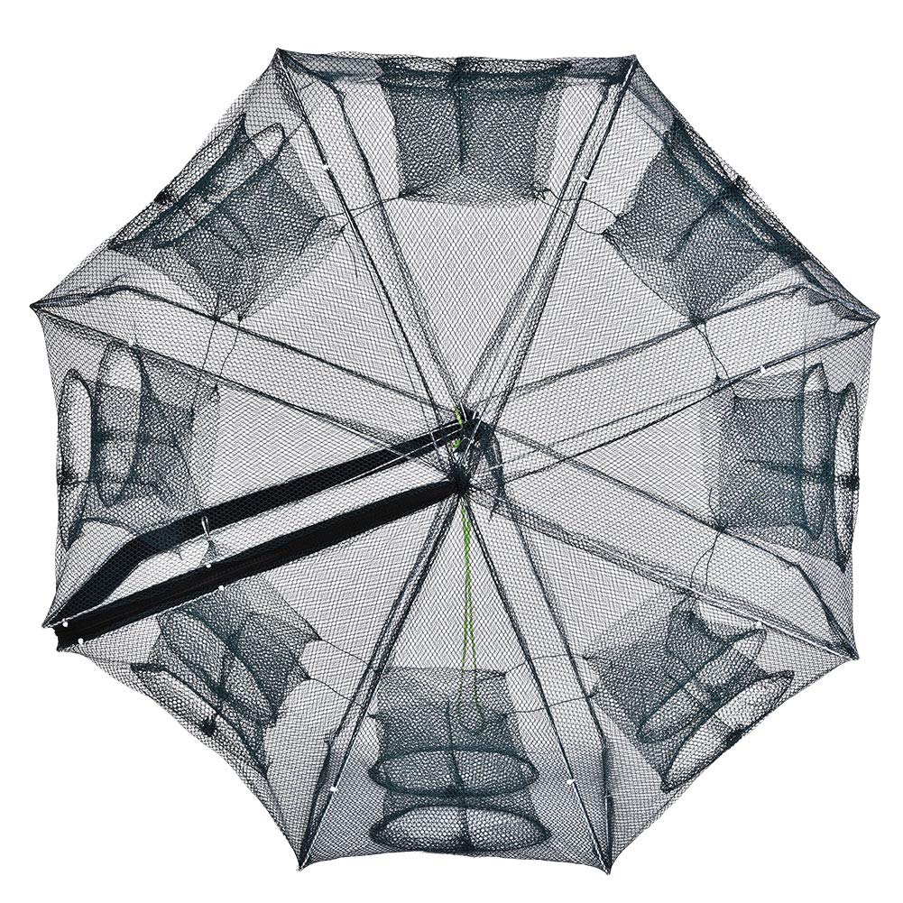 ​Portable Folding Crab Shrimp Fishes Crawfish Net Trap Cast Dip Cage for Fishing Green (16 holes)