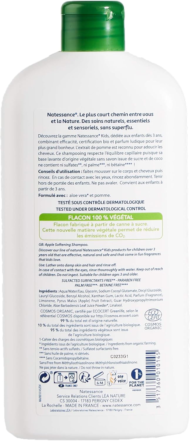 Natessance Apple Sulphate Free Organic Cosmetic Bio Kids Care Hair and Body Shower Gel for Kids 500 ml, other, 500 ml (Pack of 1) - Image 3