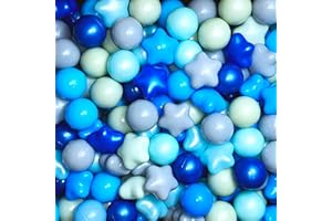 Lovgrils Blue Ball Pit Star Balls 200 for Dogs Babys Toddler Toys - Star Shaped Balls 2.2" - BPA Free Crush Proof Plastic Playpen Balls - Star Shaped Ball Pit Balls (5 Colors Star & Round, 200 Pack)