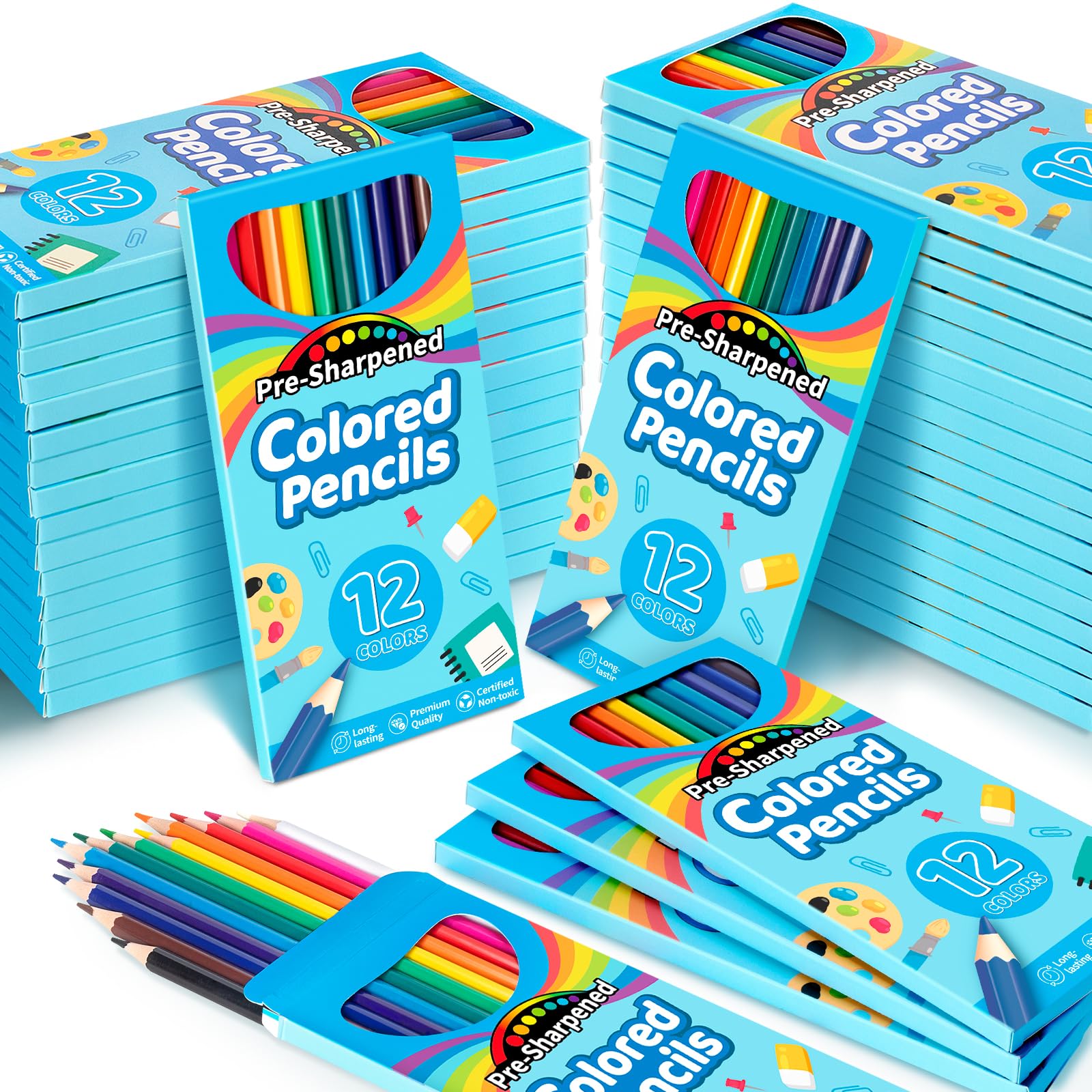 432 Count Colored Pencils Bulk, 36 Pack Colored Pencils for Kids, Pre-sharpened Coloring Pencils in 12 Vibrant Colors, Bulk School Supplies for Teachers, Classroom Prizes, Drawing Art Supplies