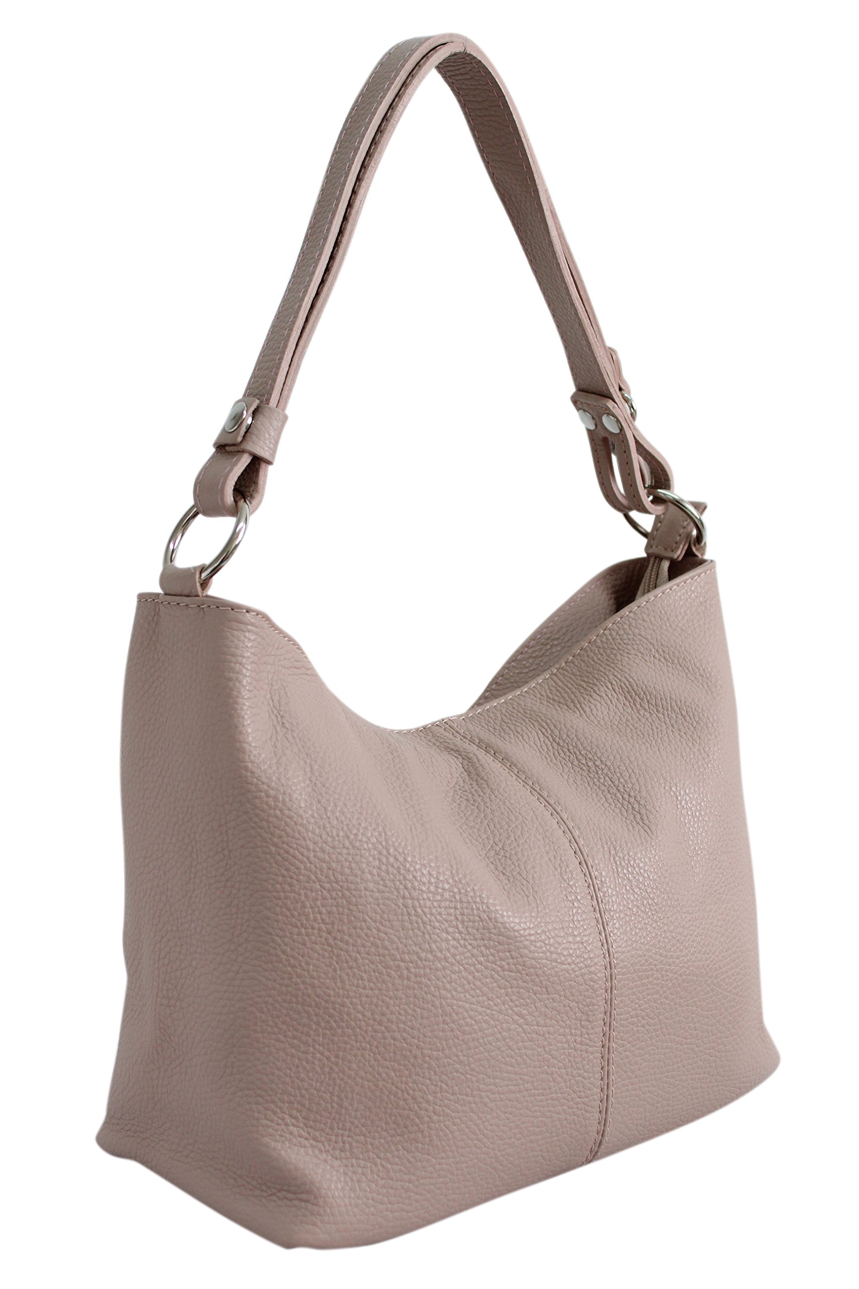 AMBRA Moda GL005 - Women's handbag, shoulder bag, hobo bag genuine leather (antique pink)