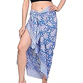 Hand Block Printed Cotton Sarong Wraps for Women – Lightweight Beach Swimsuit Cover Up, One Size Pareo 73 x 44 In