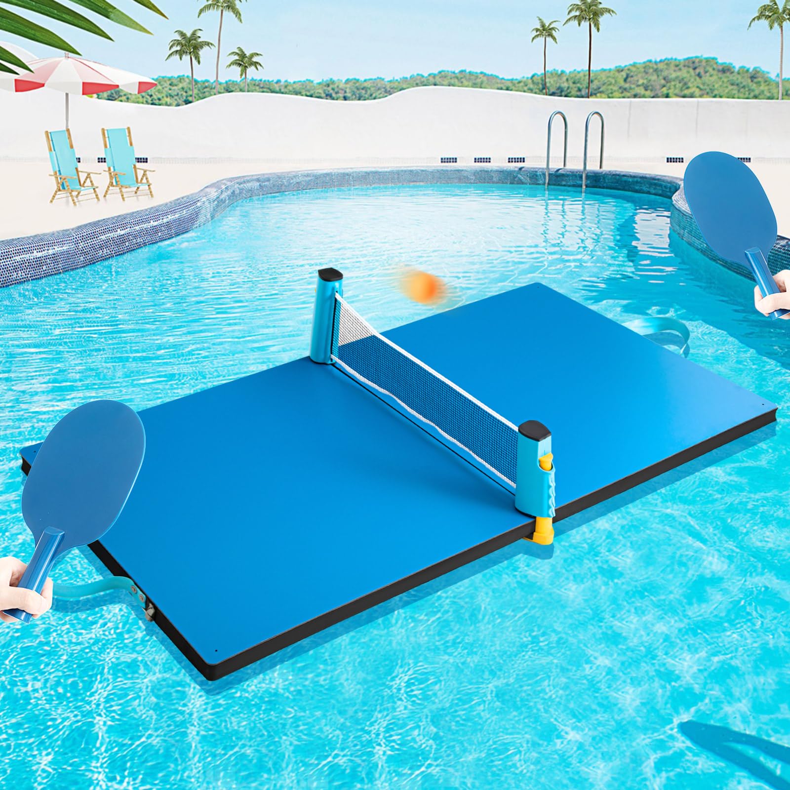 Photo 1 of WinnerWhy 2025 Upgrade Heavy Duty Pool Table Tennis Floating Set Foldable Portable High Elasticity Table Tennis Floating Double Layer for Pool Game