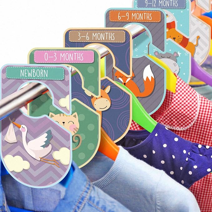 Set de 20 separadores de armario para bebé, organizadores de armario con temática de animales, para ropa de tipo o edad, unisex, de cartón Talla:20 Pack
